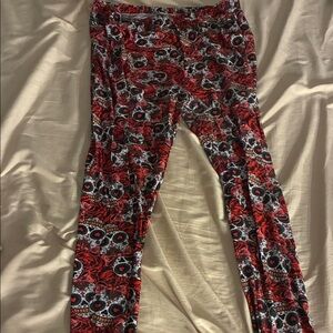 Skull Print Red Leggings